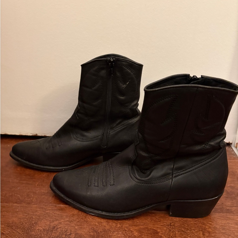 Topshop Black Western Ankle Boots